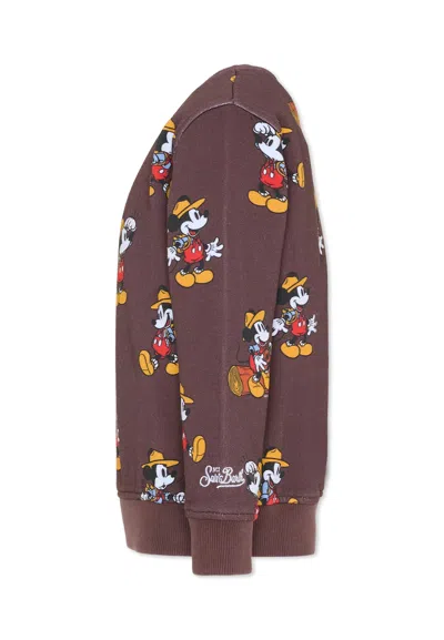 Mc2 Saint Barth Brown Sweatshirt For Boy With Micky Mouse In Brown