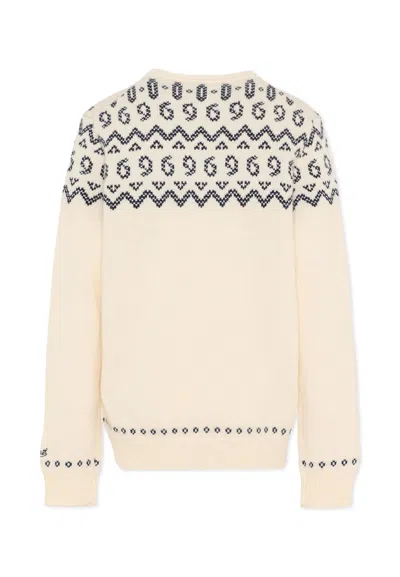 Mc2 Saint Barth Ivory Sweater For Boy With Jacquard Pattern In Gray