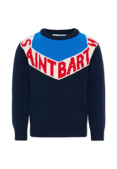 Mc2 Saint Barth Blue Sweater For Boy With Logo In Blue