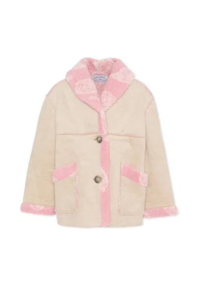 Mc2 Saint Barth Checkerboard Collar Coat In Pink
