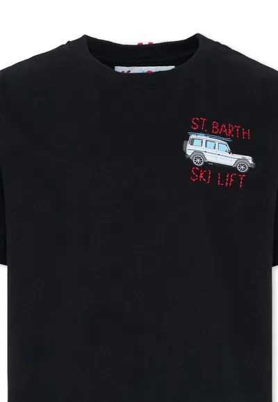 Mc2 Saint Barth Black T-shirt For Boy With Car Print In Black