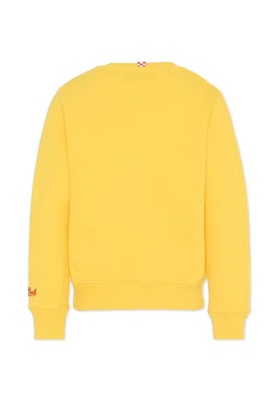 Mc2 Saint Barth Yellow Sweatshirt For Boy With Avengers Print In White