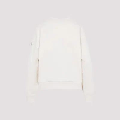 Moncler Crew Neck Sweatshirt Long Sleeves Ribbed Trims In White