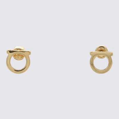 Ferragamo Polished Hoop Design Metal Earrings In Gold