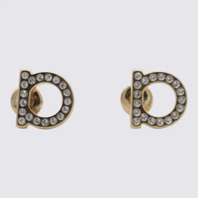 Ferragamo Crystal Embellishment Stud Earrings Jewelry Piece In Gold