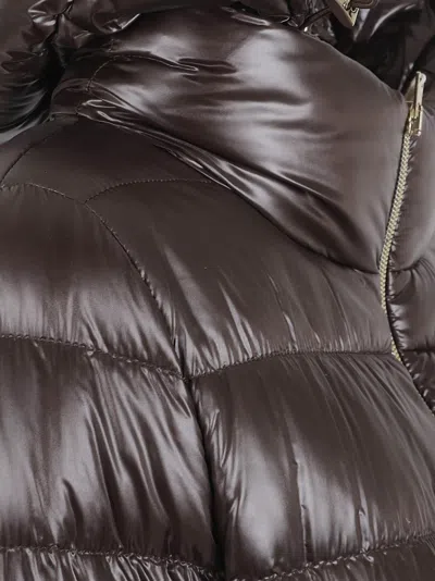Herno Quilted High Collar Long Sleeve Jacket In Brown