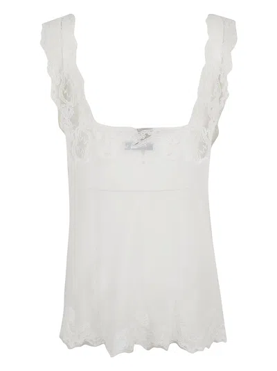 Ermanno Scervino Lace Trim Layered Knit Top Sheer In Black