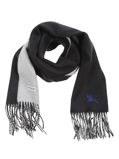 Burberry Cashmere Embroidered Ekd Scarf In Black