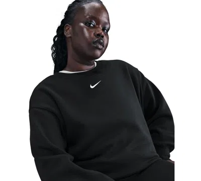 Nike Plus Size Phoenix Crew-neck Sweatshirt In Black