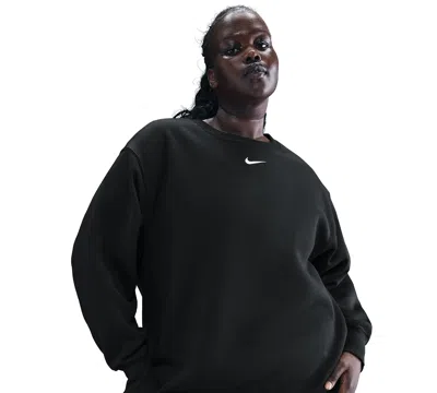 Nike Plus Size Phoenix Crew-neck Sweatshirt In Black