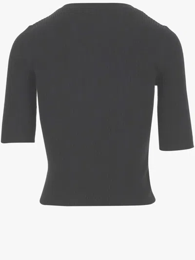 Pinko Short-sleeved Wool Blend Pullover With Logo In Black