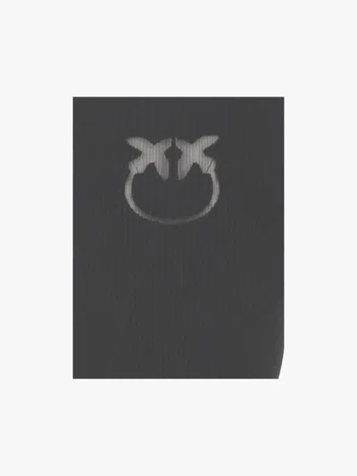 Pinko Short-sleeved Wool Blend Pullover With Logo In Black