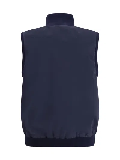 Brunello Cucinelli Men Sleeveless Vest Jacket In Blue