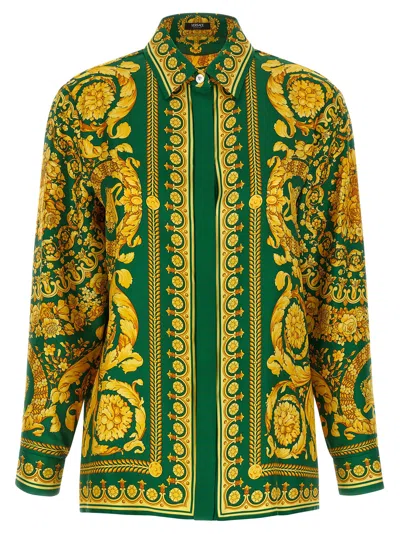 Versace Twill Shirt Shirt And Blouse Green In Yellow