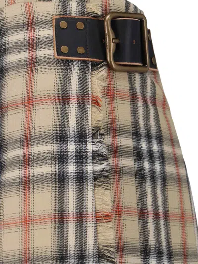 Burberry Skye Check Buckled Mini Wrap Skirt In Neutral