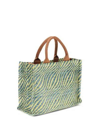 Marni Basket Small Jacquard Tote In Green