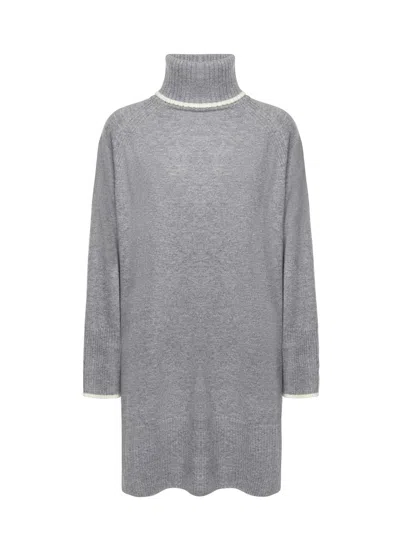 Pinko Short Wool And Cashmere Dress In Gray