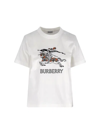 Burberry Equestrian Knight Design Cotton T-shirt In Animal Print