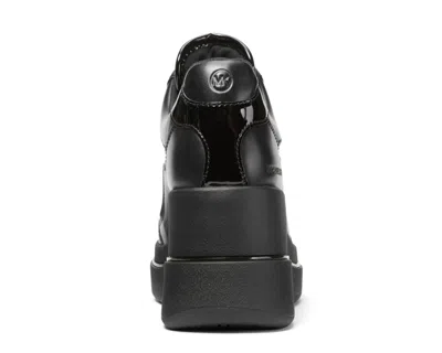 Michael Kors Emmy Leather And Mesh Wedge Trainer In Black