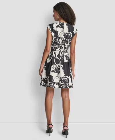 Dkny Women's Cap-sleeve Fit And Flare Dress In Multi