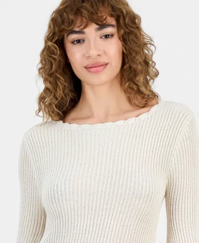 And Now This Petite Scalloped-trim Bell-sleeve Sweater, Macy's Exclusive In White