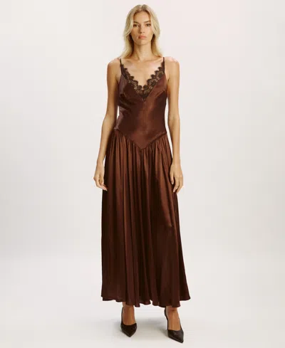 Bardot Aderia Lace Detail Maxi Dress In Brown