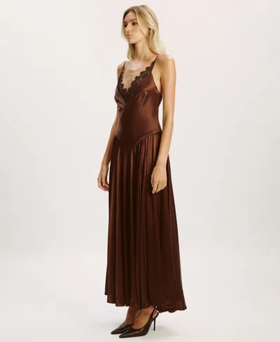 Bardot Aderia Lace Detail Maxi Dress In Brown