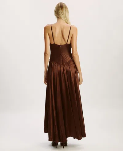 Bardot Aderia Lace Detail Maxi Dress In Brown