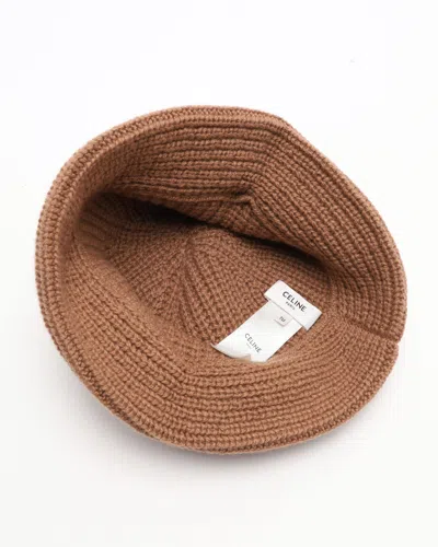 Celine Céline Triomphe Cashmere Bucket Hat In Brown