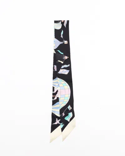 Pre-owned Hermes Hermès Silk Twilly In Black