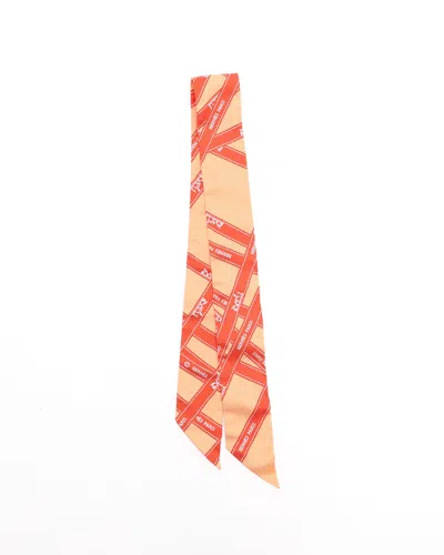 Pre-owned Hermes Hermès Silk Twilly In Orange
