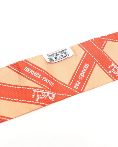 Pre-owned Hermes Hermès Silk Twilly In Orange
