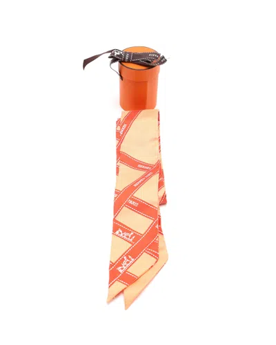 Pre-owned Hermes Hermès Silk Twilly In Orange