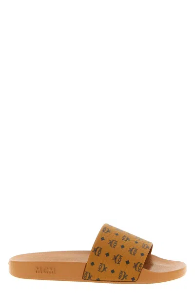 Mcm Heel Sandals With Flat Sole And Open Toe In Brown