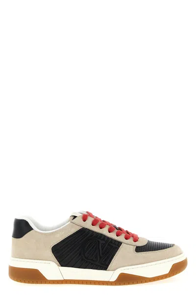 Valentino Garavani Sneakers Contrasting Panels Perforated Detailing Rubber Sole In Multi