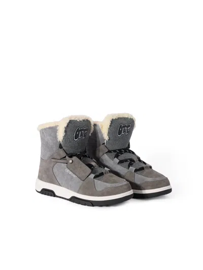 Off-white Shearling Trim Winter Boots In Multi