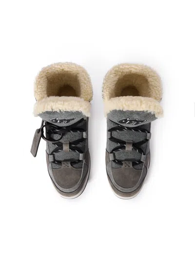 Off-white Shearling Trim Winter Boots In Multi