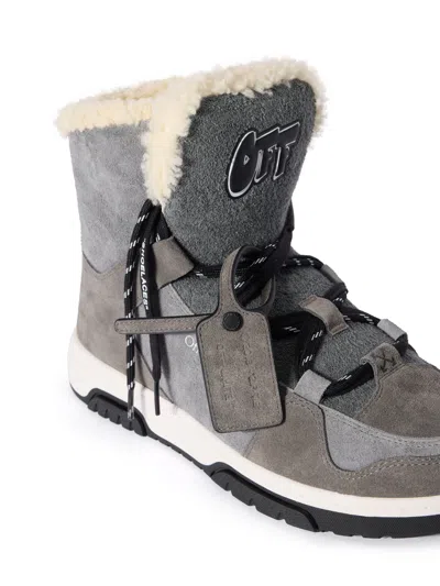 Off-white Shearling Trim Winter Boots In Multi