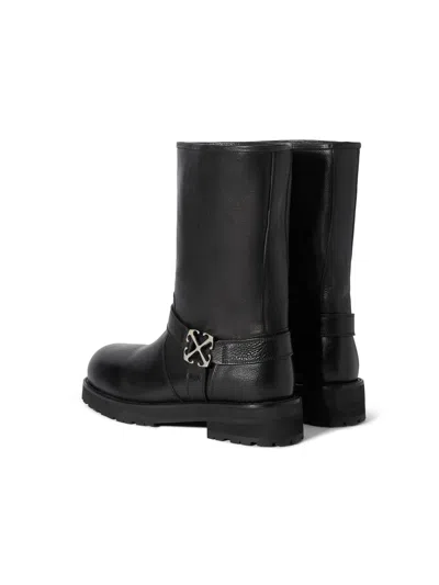 Off-white Off Track Leather Boots In Black