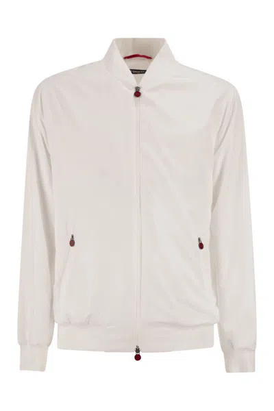Kiton Sea Bomber Jacket In Technical Fabric In White