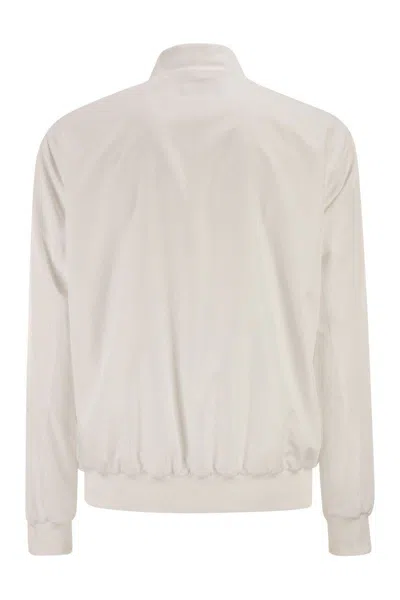Kiton Sea Bomber Jacket In Technical Fabric In White