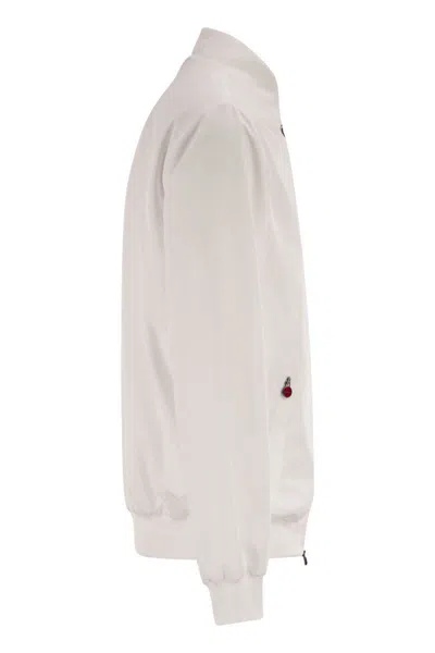 Kiton Sea Bomber Jacket In Technical Fabric In White