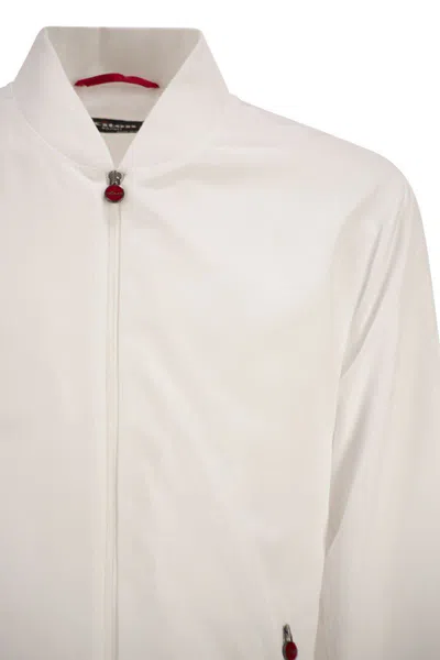Kiton Sea Bomber Jacket In Technical Fabric In White