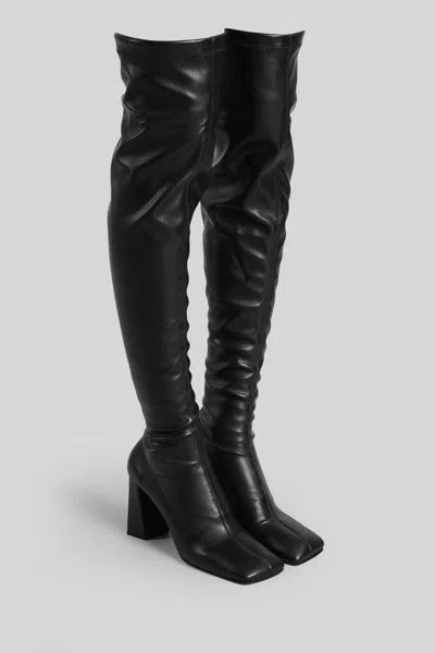 Aldo Castagna Laurene High Heels Boots In Black Leather In Black