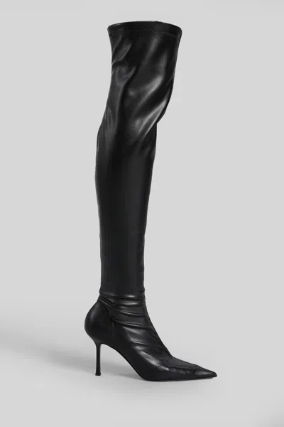 Aldo Castagna Laurene High Heels Boots In Black Leather In Black