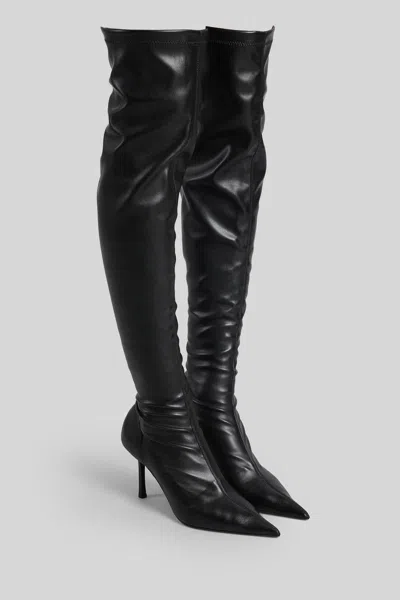 Aldo Castagna Laurene High Heels Boots In Black Leather In Black