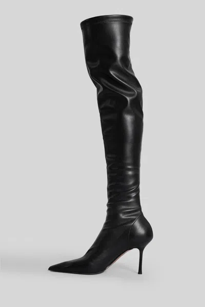 Aldo Castagna Laurene High Heels Boots In Black Leather In Black