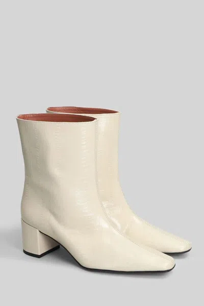 Aldo Castagna Sandy High Heels Ankle Boots In Beige Leather In Neutral