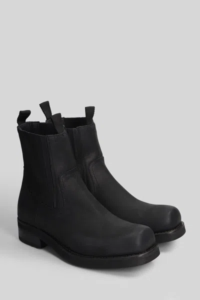 Paura Nessuno Low Boot Ankle Boots In Black Leather In Black