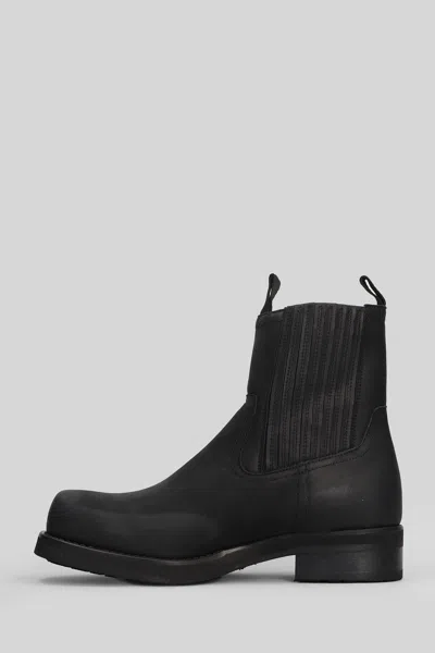 Paura Nessuno Low Boot Ankle Boots In Black Leather In Black